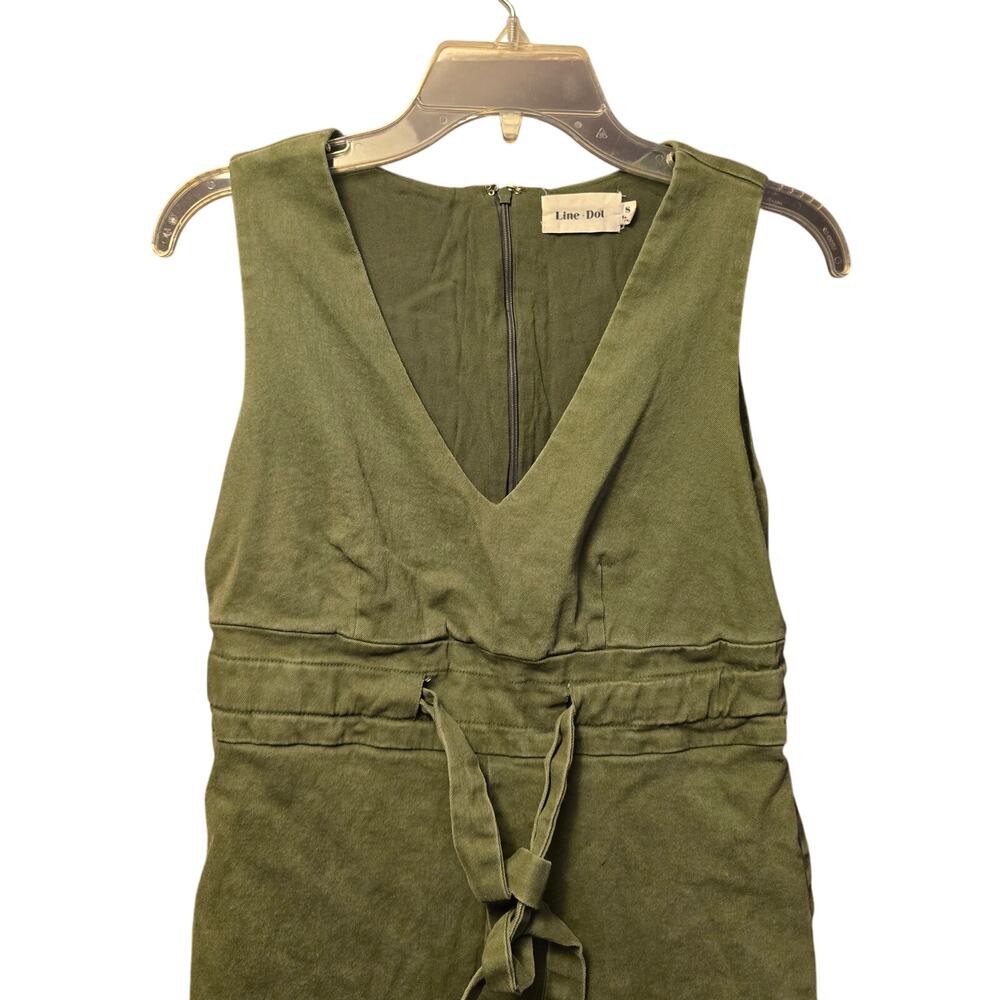 Line & Dot Bethany green denim v neck jumpsuit size small - Picture 3 of 5